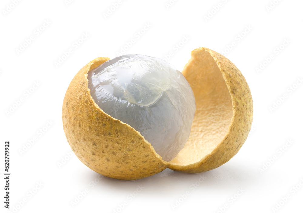 Close-up fresh natural Longan fruits isolated on white background. Clipping path.