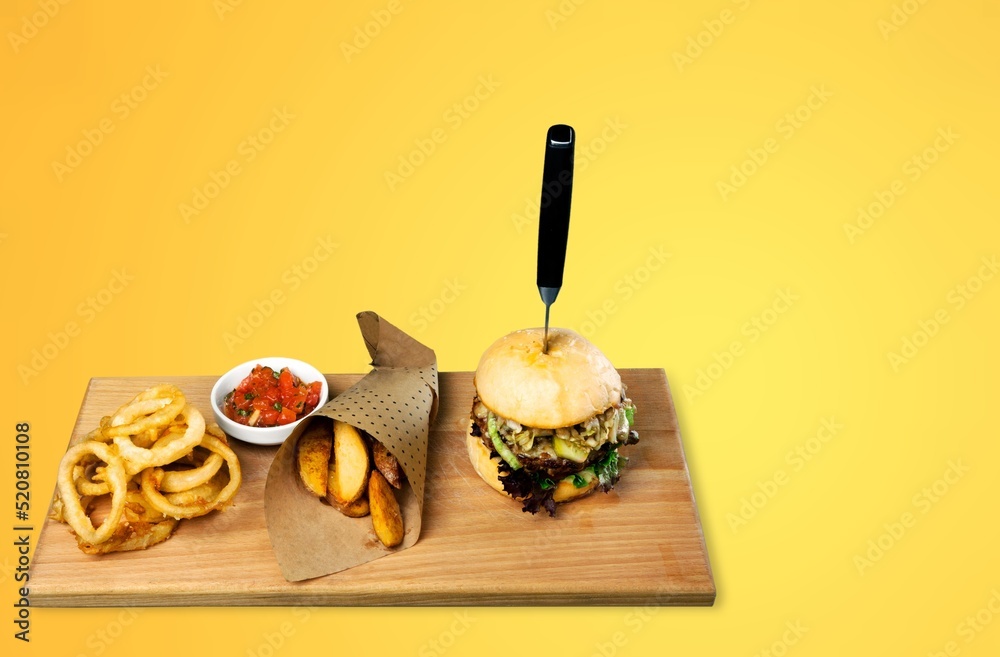 Tasty Hamburger Combo Set, Promotion Set of Restaurant, food concept