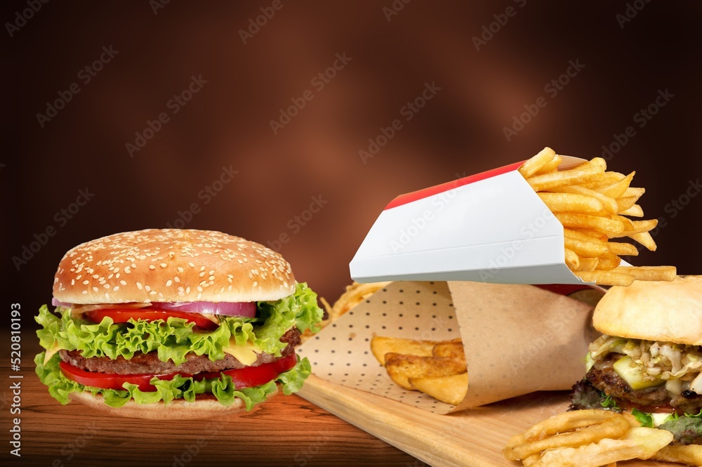 Tasty Hamburger Combo Set, Promotion Set of Restaurant, food concept