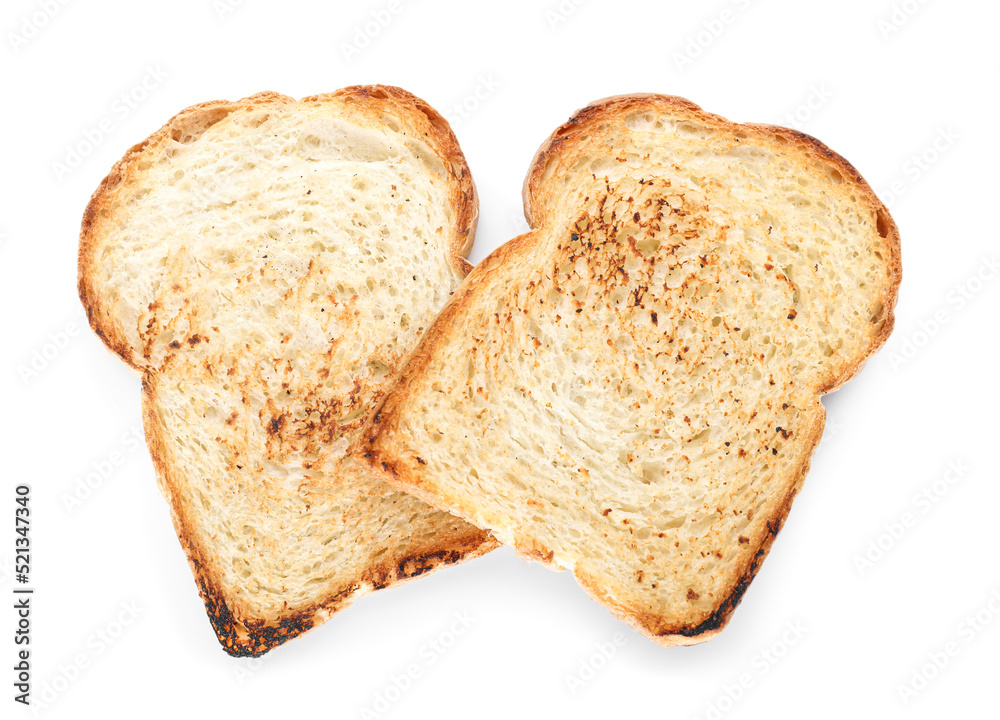 Tasty toasts on white background