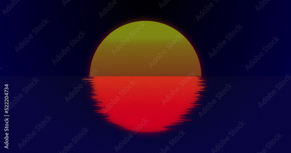 Image of sun over water on black background