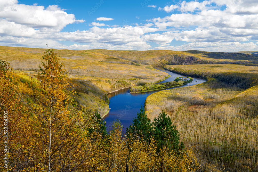 Autumn Fairy dragon Bay landscpe in Mohe city Heilongjiang province, China.