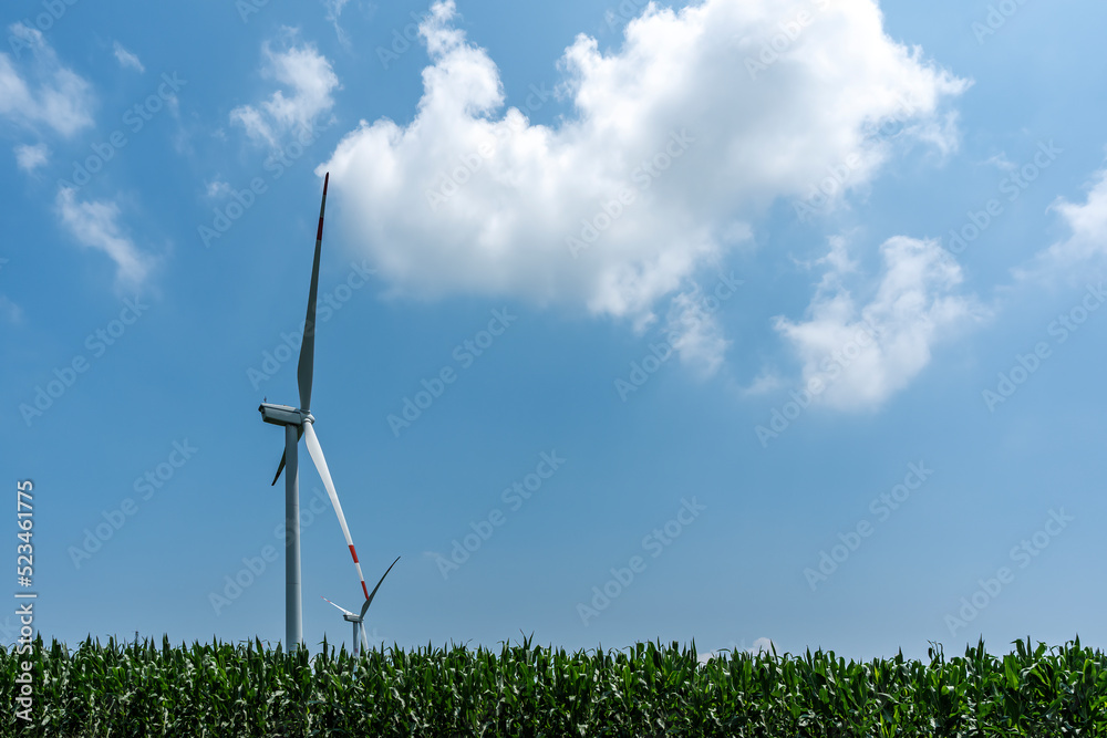 Aerial photography outdoor farmland green energy wind turbine