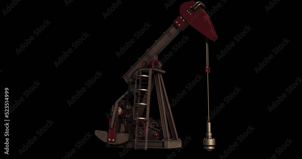 Image of oil pump working over black background