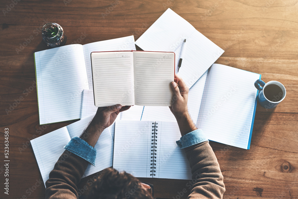 Law student reading books, studying paperwork or preparing to pass the bar test while learning late 