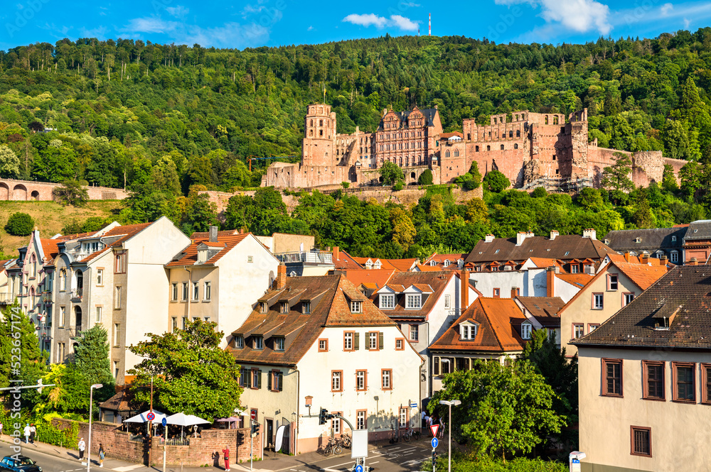 View of Heidelberg with its castle in Baden-Wurttemberg, Germany