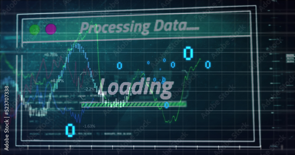 Image of data processing over black background