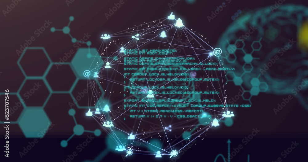 Image of network of connections with human brain