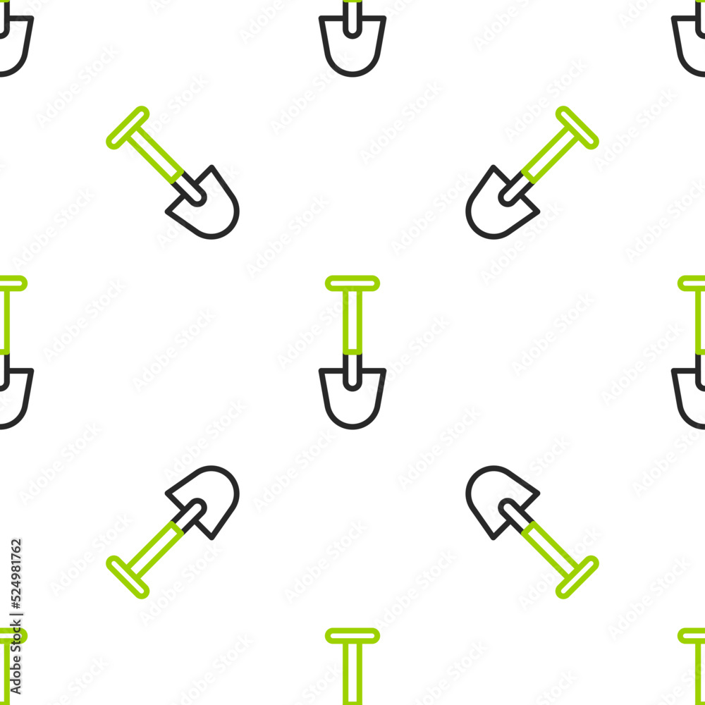 Line Shovel icon isolated seamless pattern on white background. Gardening tool. Tool for horticultur