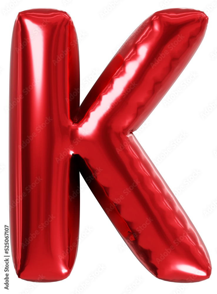 Red K Alphabet Balloon Realistic 3D