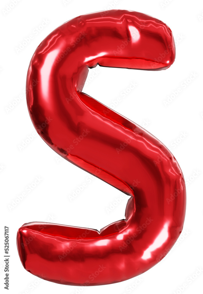 Red S Alphabet Balloon Realistic 3D