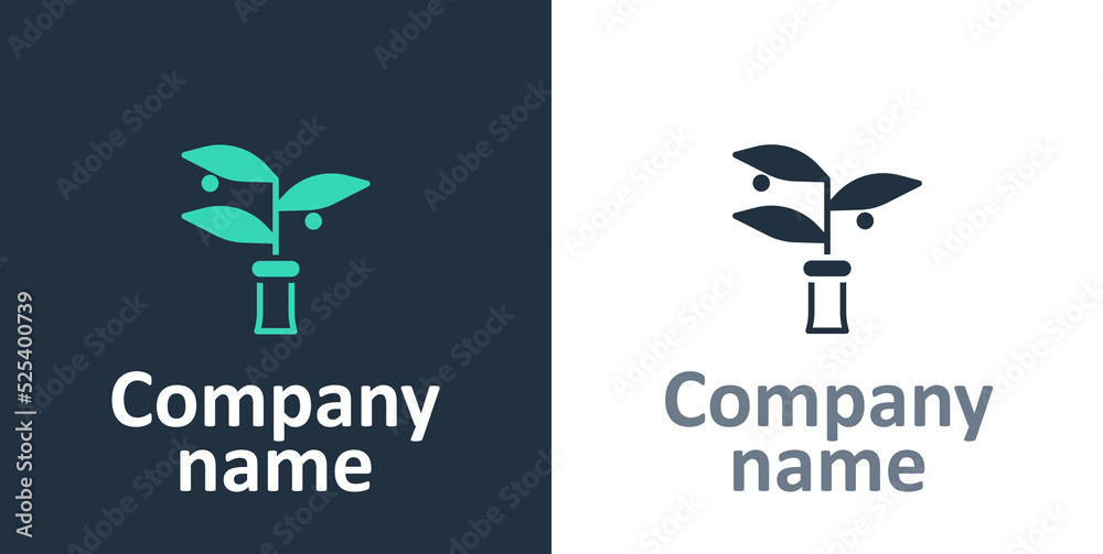 Logotype Plant breeding icon isolated on white background. Plants growing in the test tubes. Organic