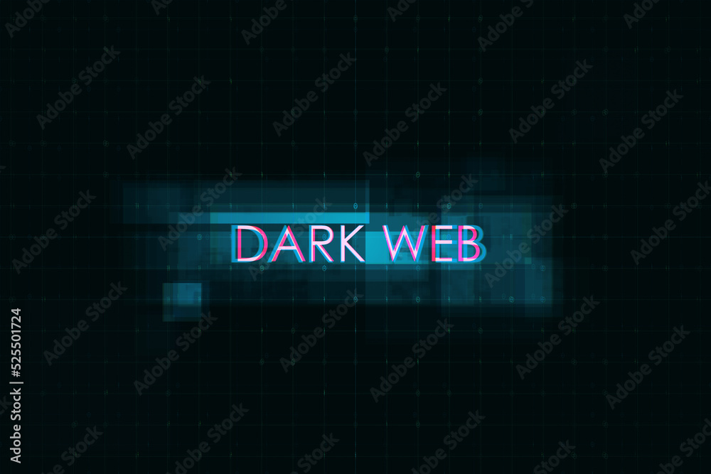 Creative digital text on dark background. Dark web, technology and ai concept. 3D Rendering.