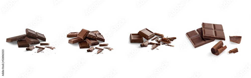 Set of chocolate brownie pieces on the desk