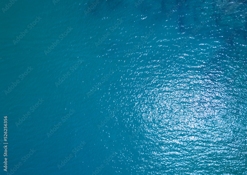 Sea surface aerial view,Bird eye view photo of blue waves and water surface texture Blue sea backgro