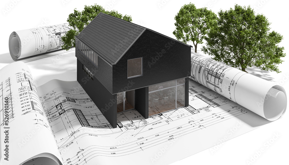 Einfamilienhaus in moderner, energieeffizienter Bauweise - 3D Visualisierung