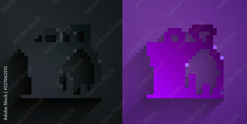 Paper cut Trash can icon isolated on black on purple background. Garbage bin sign. Recycle basket ic