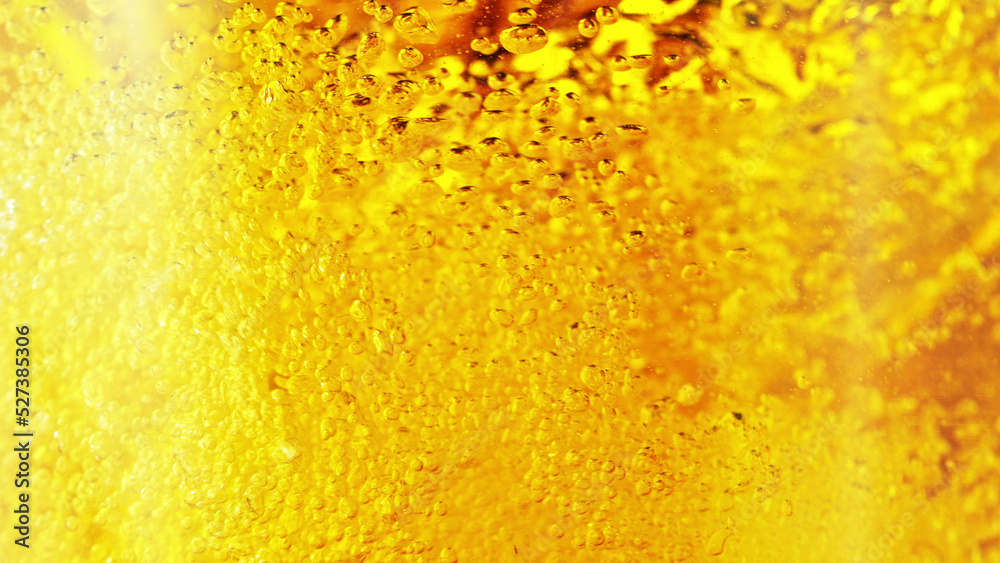 Close up of the beer bubbles.