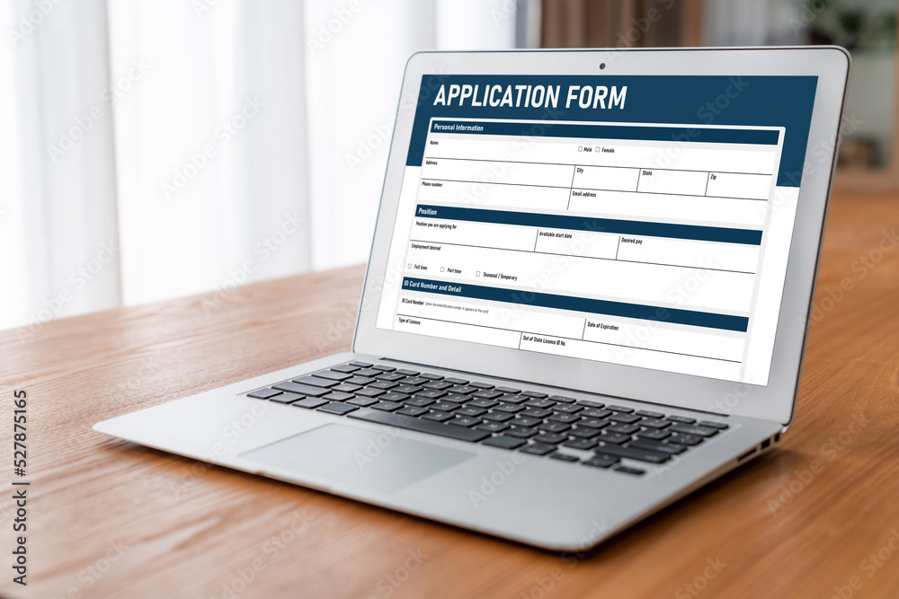 Online application form for modish registration on the internet website