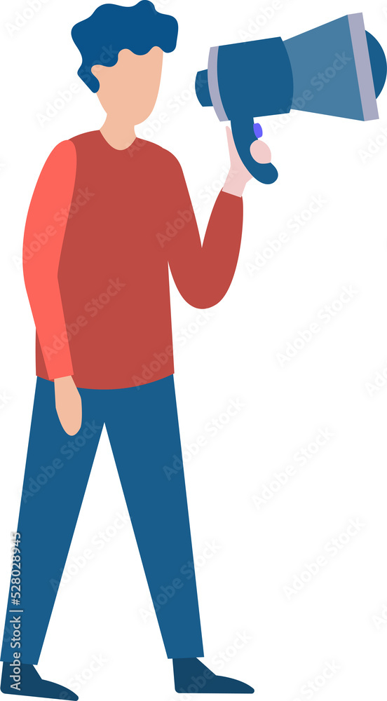 Man with a megaphone in his hand