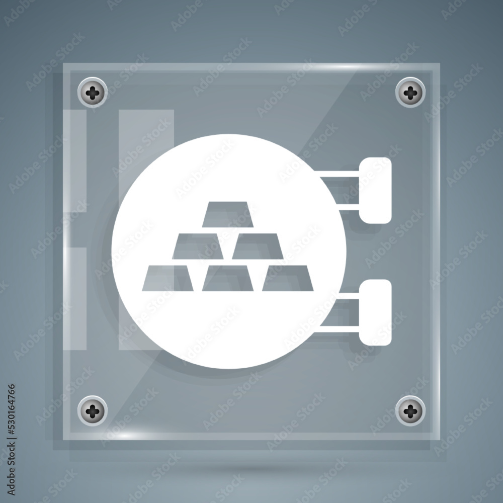 White Jewelry store icon isolated on grey background. Square glass panels. Vector