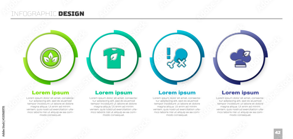 设置素食饮食，衬衫，无鸡腿和。商业信息图模板。矢量