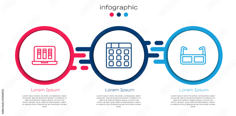 Set line Sound or audio recorder，Drum machine music and Glasses.Business infographic template.Vec（设置