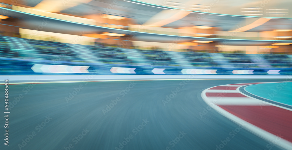 3d rendering racing concept of evening scene futuristic racetrack