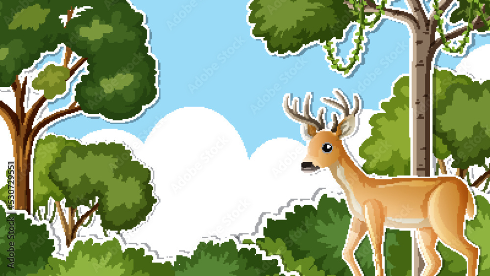 Thumbnail design with deer in the forest