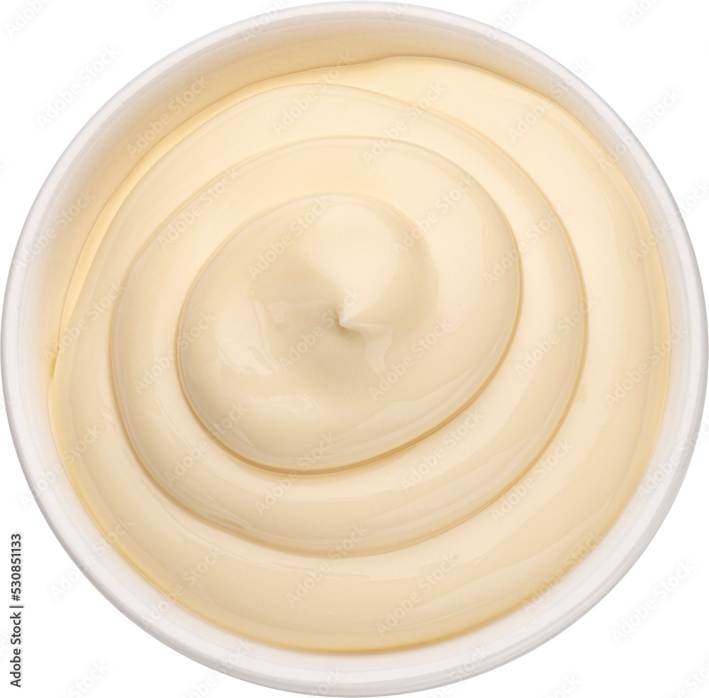 Mayonnaise sauce isolated, top view