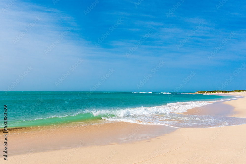 Idealyc sandy beach scene at Struisbaai in the Overberg, Western Cape, South Africa.