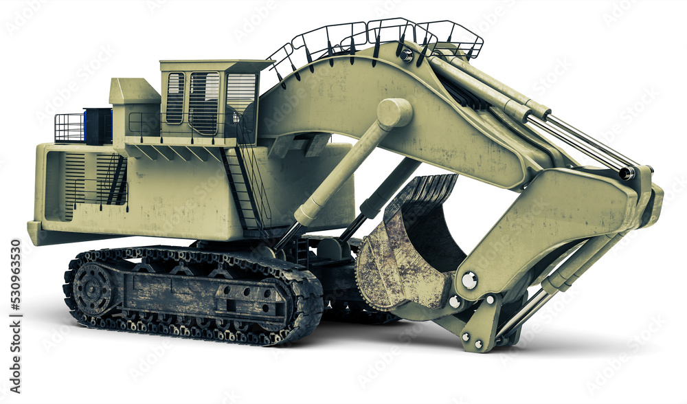 Heavy Excavator ( isolaged on white background) - 3D Visualization