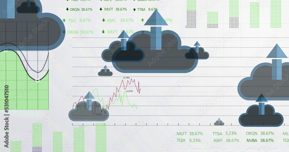 金融数据处理上的云箭头图像