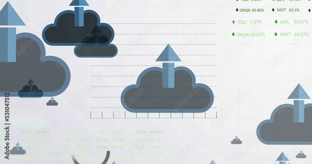 金融数据处理上的云箭头图像