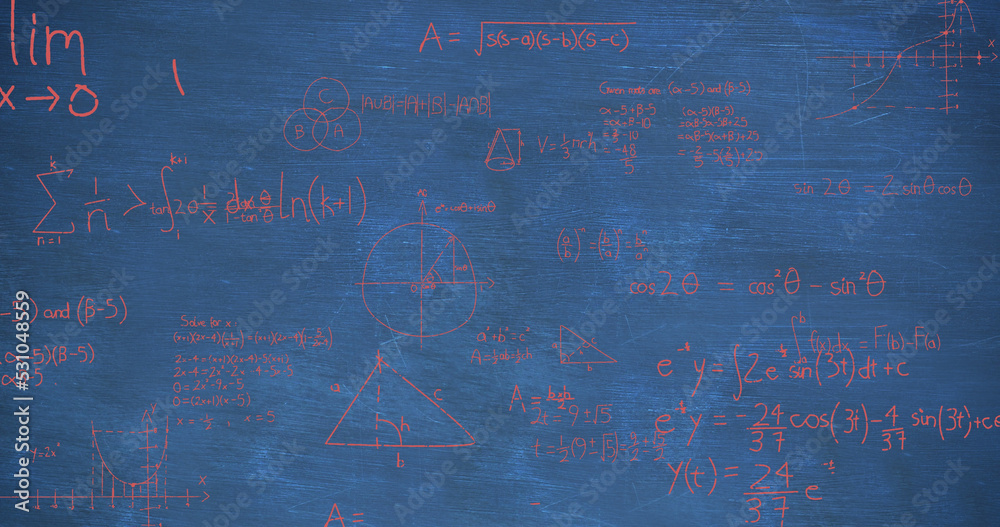 蓝色背景下的数学方程图像