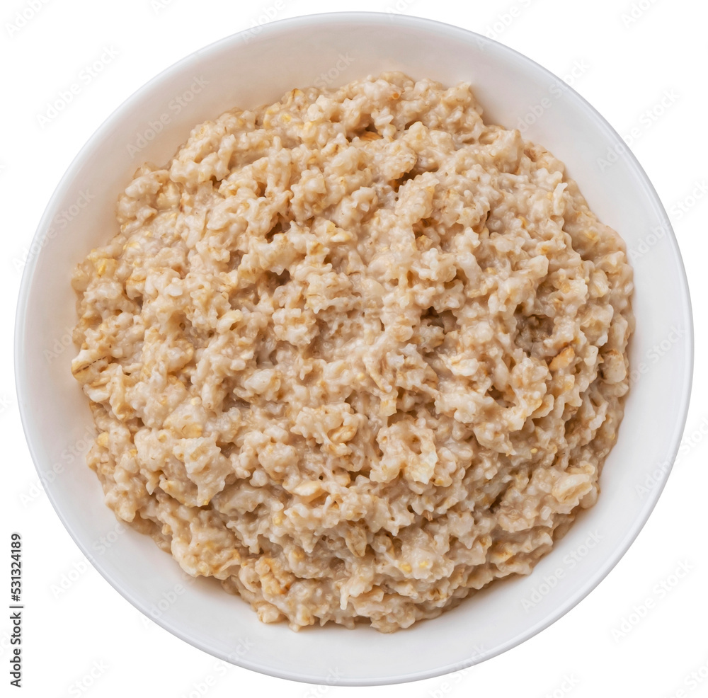 Oatmeal isolated, top view