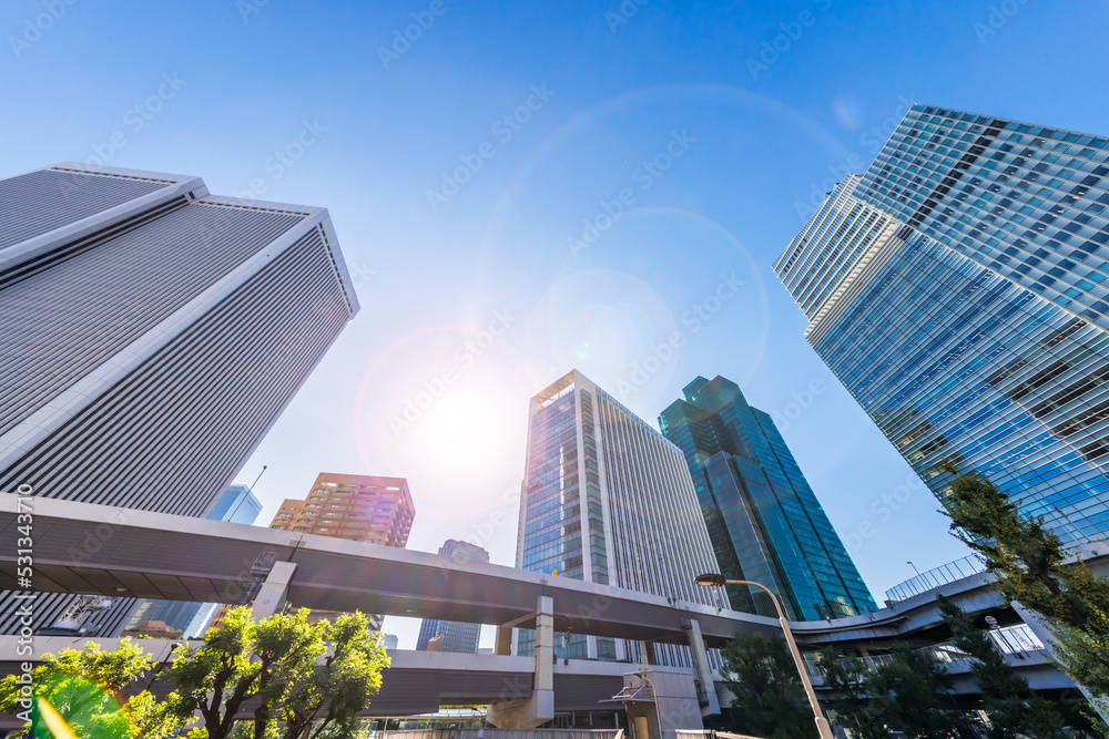 朝の光が綺麗な東京の街並み