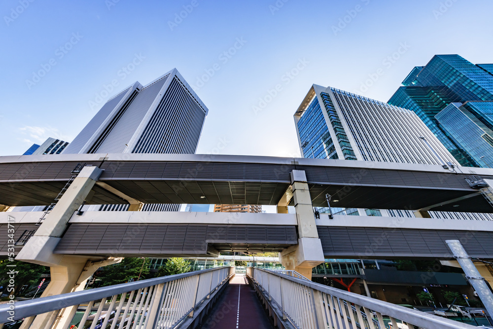 朝の光が綺麗な東京の街並み