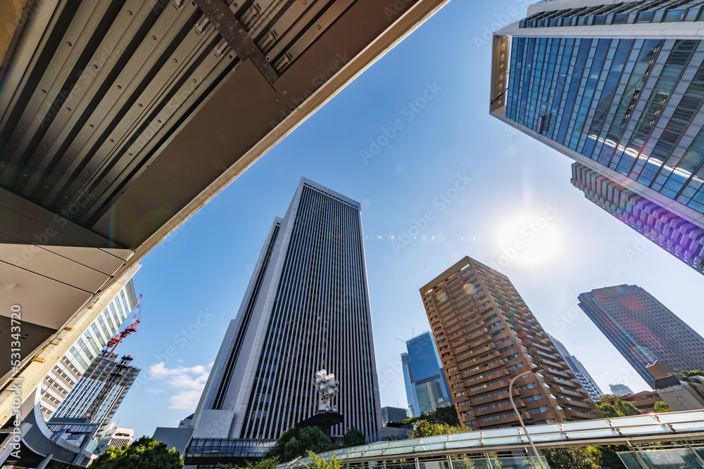 朝の光が綺麗な東京の街並み