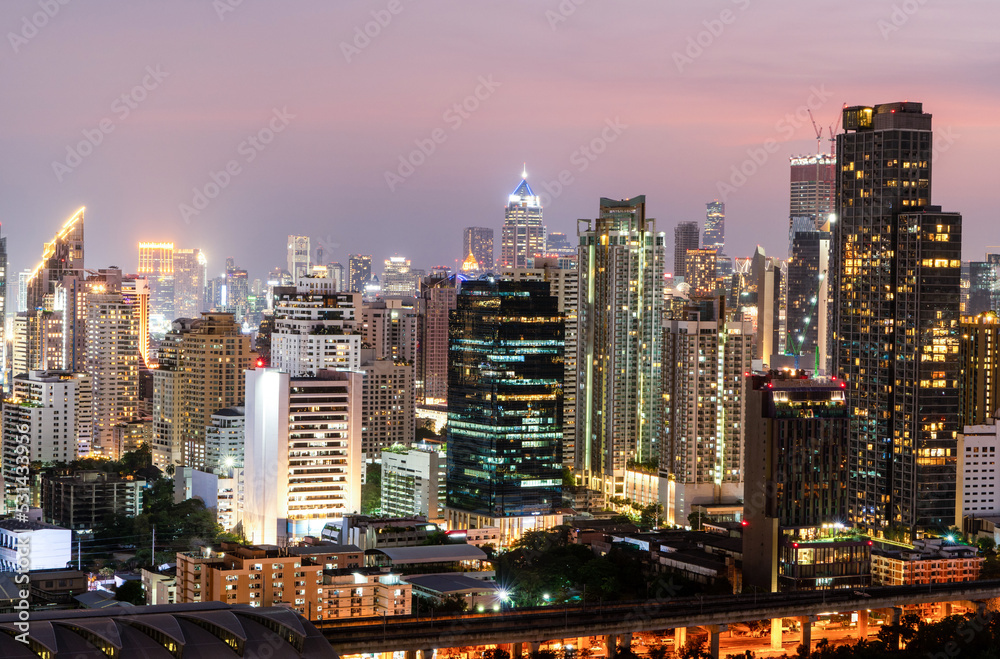 City skyline and skyscraper Bangkok Thailand. Beautiful view in Bangkok