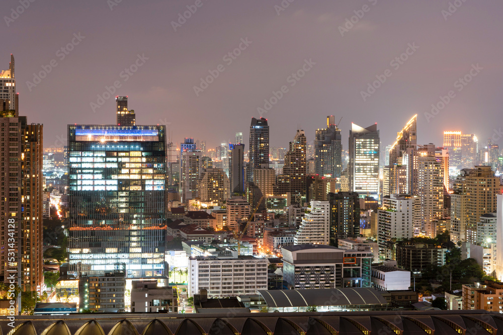 City skyline and skyscraper Bangkok Thailand. Beautiful view in Bangkok