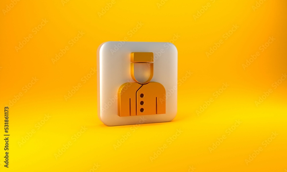 Gold Concierge icon isolated on yellow background. Silver square button. 3D render illustration