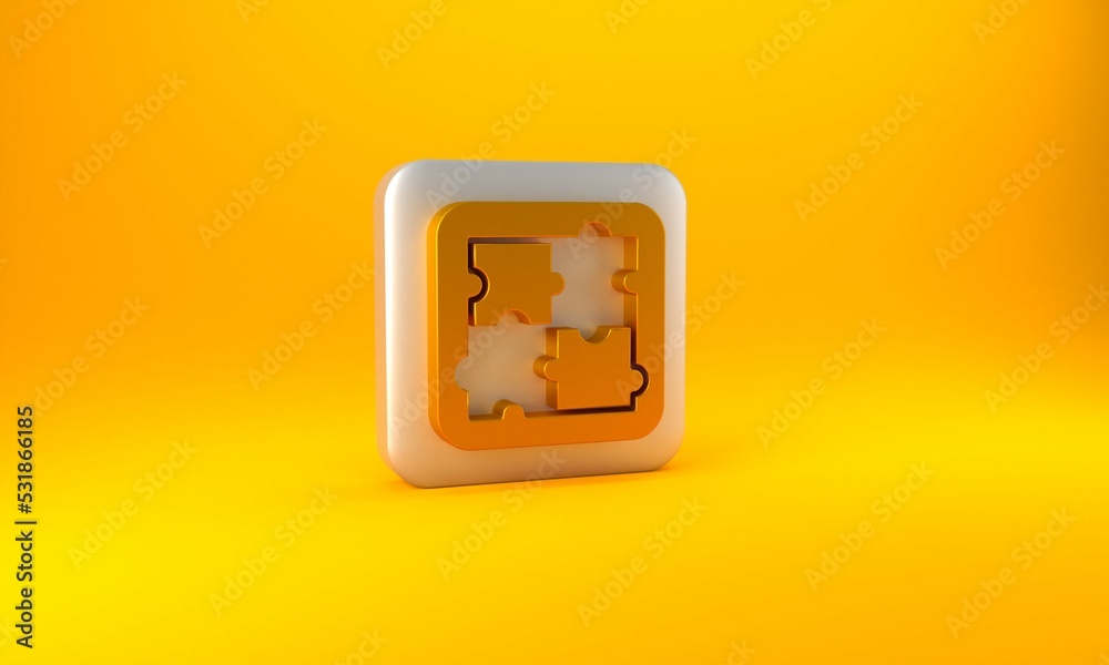 Gold Solution to the problem in psychology icon isolated on yellow background. Puzzle. Therapy for m