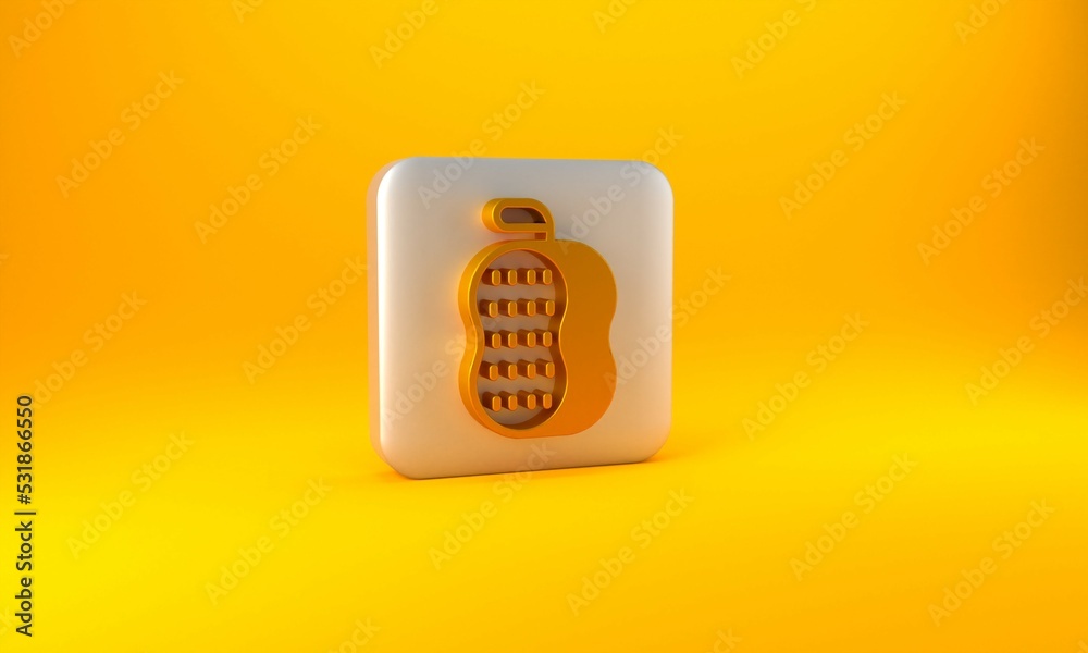 Gold Washcloth icon isolated on yellow background. Bath house sauna washcloth sign. Item for pleasur