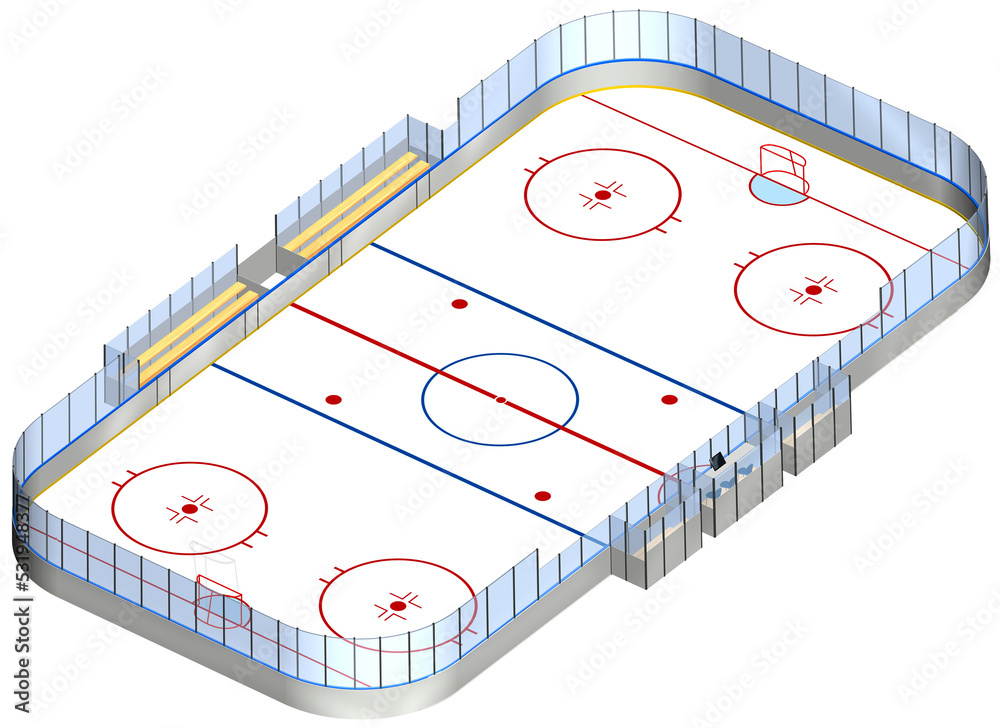 Ice hockey rink 3D isolated