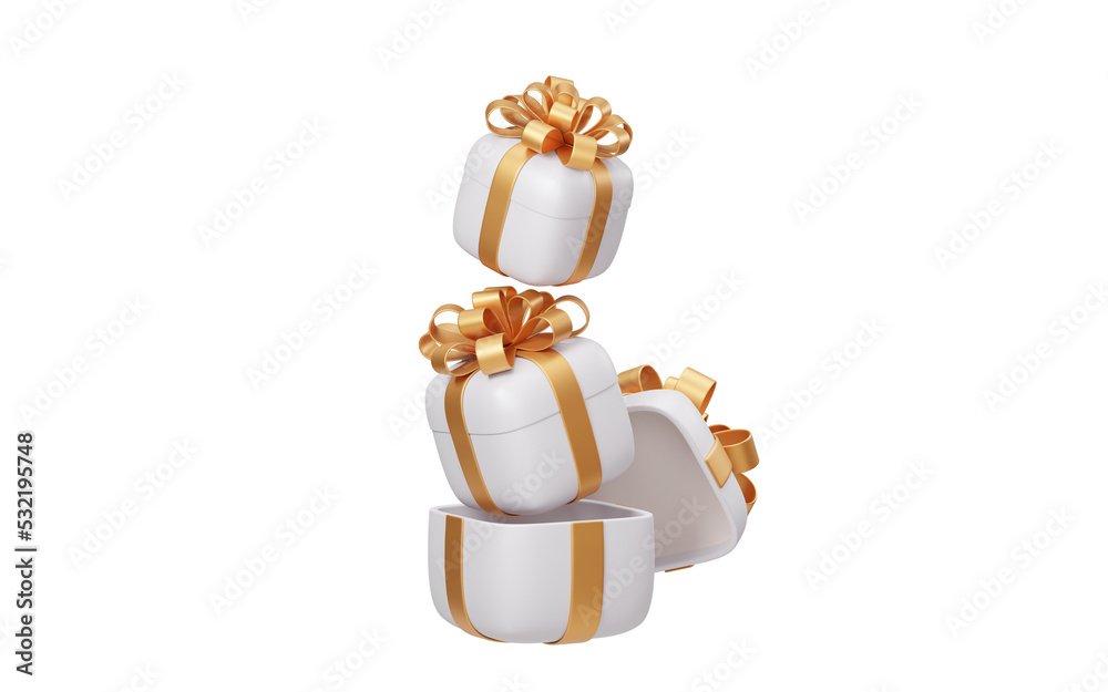 Cartoon gift box, festival elements, 3d rendering.