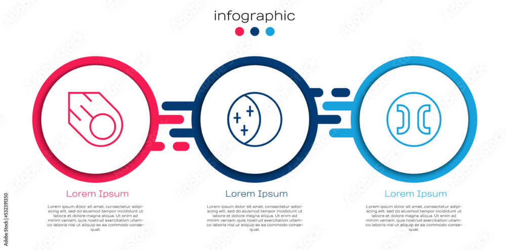 设定彗星、日蚀和双鱼黄道带。商业信息图模板。矢量