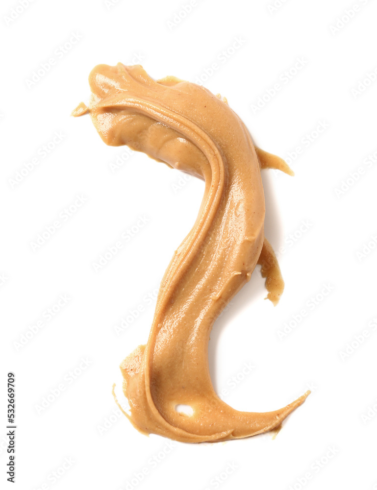 Stroke of nut butter on white background