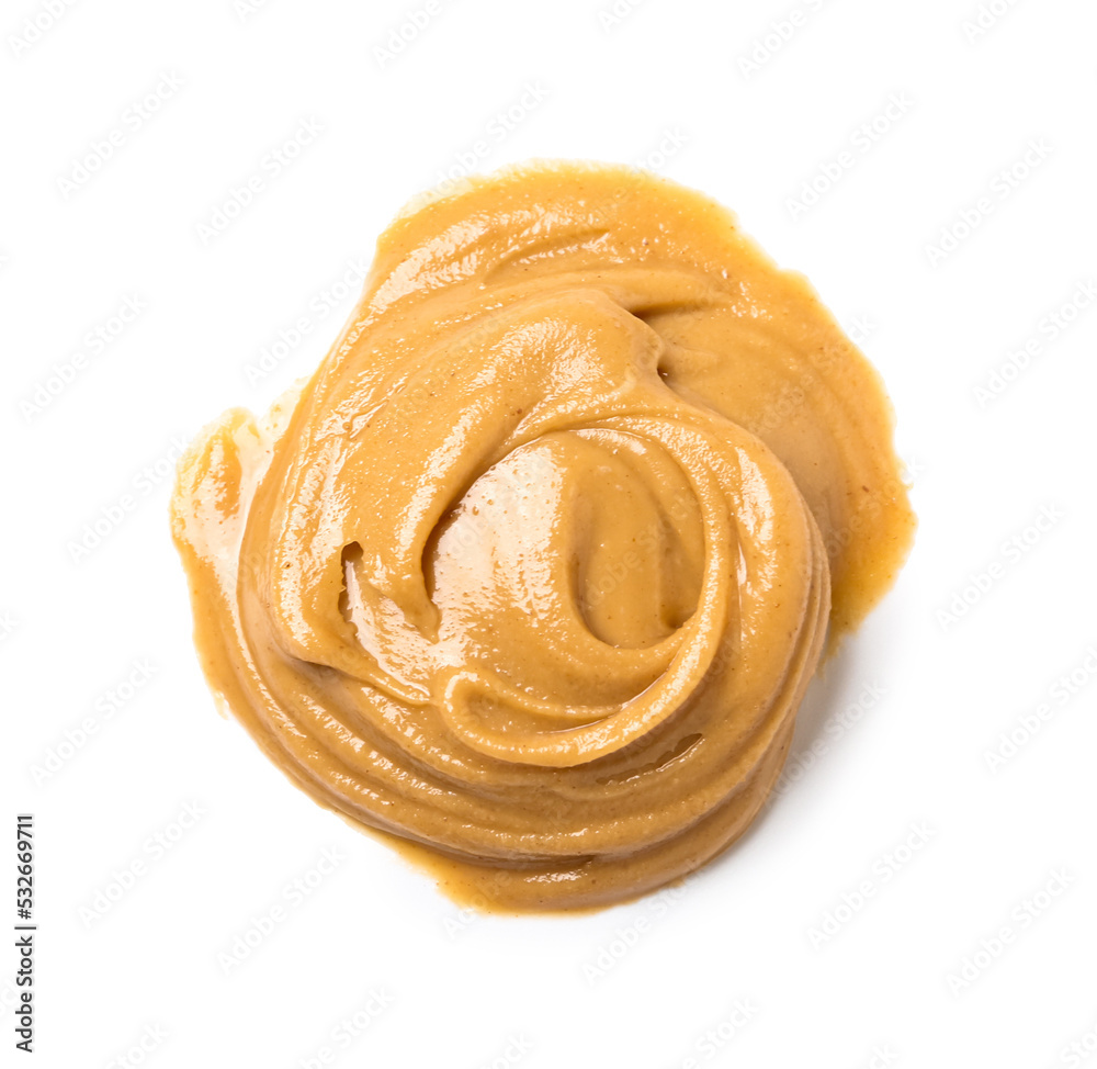 Stroke of nut butter on white background