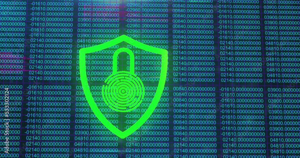 Image of data processing over padlock